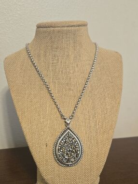 Brighton Crystal Rocks Silver Teardrop Pendant Necklace